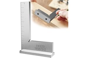 Bixury Equerre Menuisier Equerre Charpentier, 100x70 mm Équerre Menuisier avec Échelle pour Ingénieur Charpentier, Equerre a Chapeau Metal pour Machines Mettre en Place et Laboratoire Utilisation