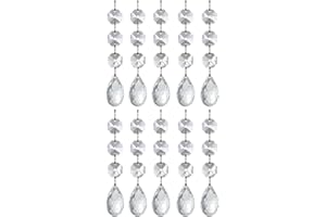 UCLEVER 10pcs Clear Waterdrop Crystal Pendants,Crystals Beads for Chandeliers, Clear Christmas Ornaments Hanging Crystals Suncatcher for Windows Home Decor
