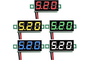 5 stycken mini digitala voltmeter, 0,28 tum mätområde DC 2,4 V-30 V, dubbeltrådig spänningstestare, omvänd polaritetstestare