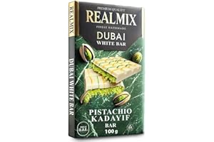 REALMIX chocolate blanco Dubái directamente desde Dubái EAU | Auténtico chocolate con leche Dubái con pistachos y relleno de Kunafa | Fabricado en Dubái E.A.U. | (Medium, White Chocolate)