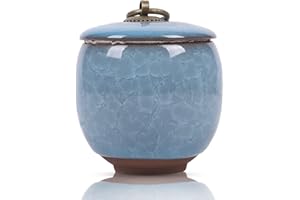 YOUDEAR MEMORIALS Handicrafted Mini Keepsake Urn for Humans & Pets - Ceramic - Blue