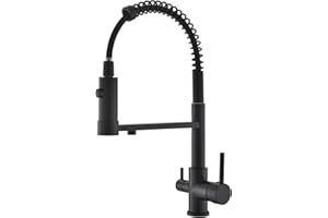 SJQKA rubinetto a 3 vie nero, Girevole A 360°, Rubinetto Da Cucina 3 in 1, Per Filtro Dell'acqua, Rubinetto Ad Rubinetto Cucina Con Doccetta Estraibile rubinetto per osmosi (nero)