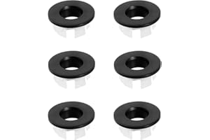 RRICHH 6PCS Metal Sink Overflow Ring Cover Replacement Scratch-Resistant Round Brass Basin Trim Tap Hole Round Cover Repair, Easy Install Overflow Cap for Bathroom & Kitchen Basin, Black (22-26mm)