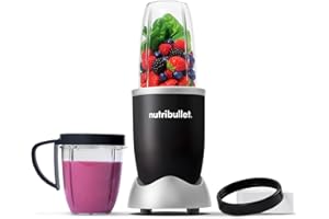 ‎NUTRIBULLET nutribullet Original 600, Elektrischer Mixer, Zerkleinerer, Smoothiemixer, Smoothie Maker, 600 W, To Go becjer 700ml und 500ml, Schwarz, NB606B