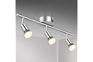 ‎DEFURHOME Defurhome LED Ceiling Light Rotatable 2/3/4/6 Flame LED Spotlight Ceiling Spotlight Modern Ceiling Spotlight (Matte Nickel) for Kitchen, Living Room, Bedroom, incl. 4W GU10 LED Bulbs (400LM, Warm White)