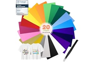 moinkerin 20 Piezas Vinilo Termoadhesivo Textil con Pinza Acero 30.5X14cm vinilo termoadhesivo textil para Todas las Máquinas de Corte para Camisetas Prendas de Vestir Sombreros Tejidos