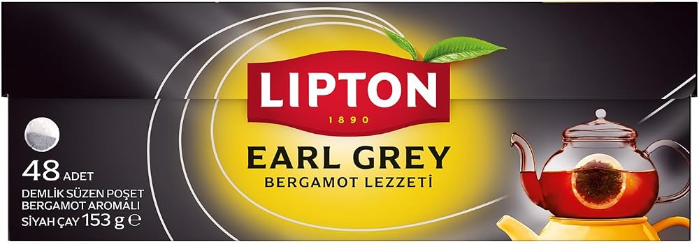 Lipton Earl Grey Bergamot Aromalı Demlik Poşet Çay 48'li Paket