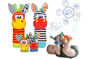 Multi - Sensorelle Hochet Poignet Bebe - Développement Sensoriel et Eveil Hochet Pied et Poignet - Chaussette Hochet Bebe 6 Mois - Jouet de Développement Cadeau Hochet Main et Pied Pour Bebe