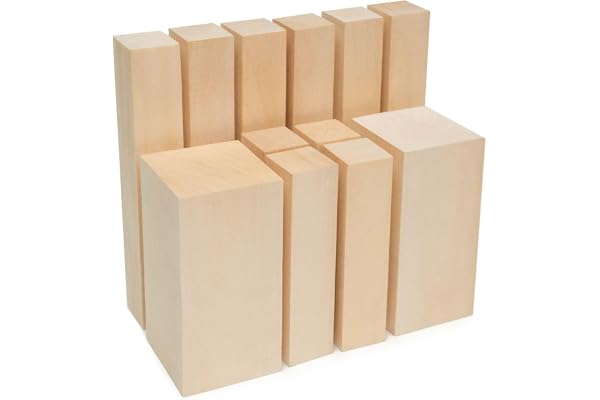 BeaverCraft Blocs de Tilleul BW12 pcs – Ensemble de Bois Tendre Non Fini pour Sculpture et Artisanat, Blocs pour Taillage