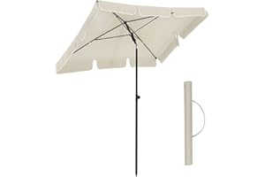 SONGMICS Parasol przeciwsłoneczny, prostokątny, 180 x 125 cm, ochrona przed promieniowaniem UV do UPF 50+, torba, z powłoką PA, do ogrodu, na taras, balkon, bez stojaka, beżowy GPU180M01