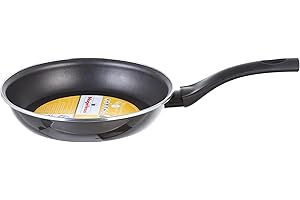 MAGEFESA Glass - Sartén 24cm de Acero vitrificado Exterior Negro Cristal. Antiadherente bicapa Reforzado, Apta para Todo Tipo de cocinas, Especial inducción. 50% de Ahorro energético.
