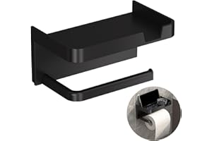 EMBHLITFE Uchwyt na papier toaletowy bez wiercenia uchwyt na papier toaletowy ścienny Antykorozyjny uchwyt na papier toaletowy łazienka nadaje się do kuchni łazienki i toalety (czarny)