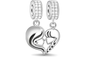 Gnoce Charm Ciondolo Mamma e Figlia in Agento S925 "Legame Materno" Charm per bracciali e Collana Regalo di Natale per Famiglia Moglie Figlia