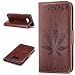 Produktbild Lonchee Samsung Galaxy S8 Wallet Tasche Brieftasche Schutzhülle , Ahornblatt geprägtes Muster Design Hochwertige PU Leder Folio Tasche Case Hülle im Bookstyle mit Standfunktion Kredit Kartenfächer (braun)