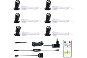 MONSING LED Spotlichter für den Innenbereich Schranklicht Bilderlichter Akzentlichter 1W 360° Schwenkbar Mini led spot für Schrank, Flur, Galerien, Geschäfte, Schmuckschrank (Warmweiß-6 Stück)