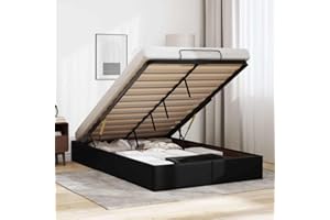 IKAYAA Letto Singolo 120x190 con Contenitore Letto Idraulico con Rete a Doghe e Telaio-Nero-120 x 190 cm