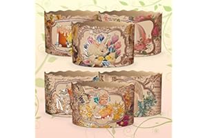 PYSANKAUK 6pcs Baking Paper Molds for Easter Bread Cakes Panettone Paska Kulich (Victorian, 130 * 85 mm (Diameter*Height))