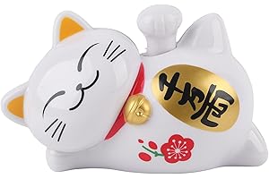 NIKOU Gatto fortunato - Ad energia solare Adorabile sdraiato pigro Saluta con cenno della fortuna Gatto fortunato Auto a risparmio energetico Accessori per l'ambiente(#2)