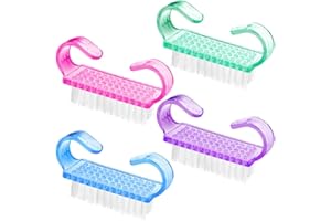 LOPHE Nail Brush, 4Pcs Nail Cleaning Scrubbing Brush with Soft Bristles, Nail Grip Nails Brushes Fingernail Brushes with Plastic Handle Nails Dust Cleaner Tools for Hands Feet Nails Nail Art Salon