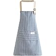 FAIRYGATE Apron with Pockets Women Cotton Cloth Adjustable Cooking Aprons Kitchen Bib Apron for Kitchen Cooking Baking Household Cleaning