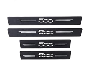 LNHJZ Car Door Sill Protector for Fi-at 500 4PCS Car Door Sill Scuff Plate Carbon Fiber Stickers Accessories,Black