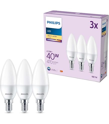 PILA Pack Da 10 Lampadine LED E14 A Candela, 4.9W (40W) 470 Lumen, Luce Bianco Neutro 4000K, Durata 15.000h