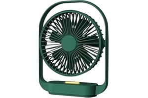 ACEMINING Ventilateur silencieux USB rechargeable avec 4 vitesses, ventilateur de table très silencieux, avec veilleuse, rotation à 330° pour chambre à coucher, bureau, table de chevet
