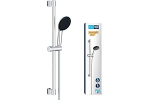 GROHE Vitalio Start 110 Ensemble de Douche (Pommeau de Douche Rond 1 jet, Barre 60cm, Flexible 1.75m), Economie d'Eau, A coller avec GROHE QuickGlue ou à visser, Chromé, 27942001