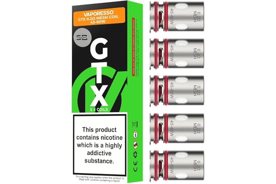 Vaporesso GTX Coils [0.2] - 5 Pack - Available in 0.2,0.3,0.4,0.6,0.8 - Compatible with Target, Luxe, GTX, Swag, Armour, Gen Series - No Nicotine