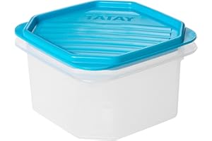 Tatay Tupper Hermético 0,6L Top Flex | Tapa a Presión | Recipientes Herméticos Para Alimentos | Apto Microondas, Lavavajillas, Nevera, Congelador | Plástico Libre de BPA | 12x12x7,5 cm, Azul