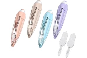 FANNAS Korrekturroller 4er Pack mit 2 Ersatzkern Correction Tape Korrekturroller zum Seitlichen Korrigieren 6m x 5mm Correction Tape für das Büro, das Home Office Oder die Schule