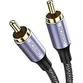 MOSWAG 1M/3.2FT RCA Coaxial Cable rca Male to rca Male Digital Coaxial Audio 24K Plated Nylon,Suitable for Home Theaters, Wii