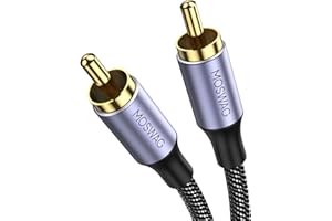 MOSWAG Câble Coaxial RCA Audio (2M), Câble de Subwoofer - Cinch RCA, Cable Coaxial Numérique 24K Plaqué Nylon pour Home Cinéma, Système Audio, PS3, Wii, Haut-parleurs