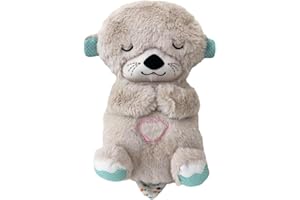 NILUTO Baby Sound Machine Snuggle Otter Portable Plush Baby Toy with Sensory Details Music Lights & Rhythmic Breathing Motion