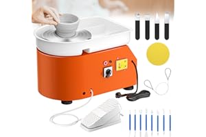 Potuem Pottery Wheel 350W, Electric Pottery Wheels 25cm Turntable, Pottery Forming Machine with Foot Pedal and Removable ABS Basin, Pottery Wheel for Adults Kids Beginners DIY Clay Art, Orange