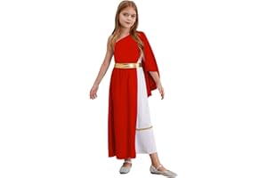 Kaerm Bambina Toga da Dea Greca Abito da Antichi Cavalieri Romani Greci Greek Toga Outfit Abito da Festa di Carnevale Halloween
