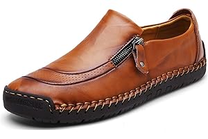 Moodeng Décontracté en Cuir Plat Mocassins Chaussures Bateau Sneaker Non-Slip Durable Respirant Mocassins