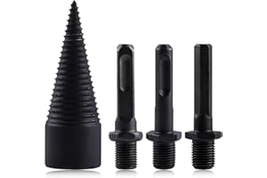 SPEEDWOX 4pcs Firewood Log Splitter Wood Log Splitter Easy Splitter Detachable Drill Bit Heavy Duty Electric Drills Screw Cone Driver Removable 32mm + 3 Handles (Square + Round + Hex Shank)
