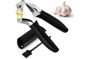 Alitree Prensa Ajos, Prensa de ajos profesional apta para el lavavajillas con pelador de ajos de silicona, Picador de Ajo Fácil de Usar y Limpiar, Prensador de Ajos Resistente y Duradero