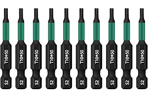 UBESTHS Torx Bit T10, Schraubendreher Bits Set 10 Stück, 1/4" Sechskantschaft, 50mm Länge mit Box