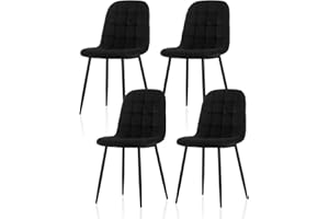 TUKAILAi Dining Chairs Set of 4 Velvet Upholstered Seat with High Back and Sturdy Metal Legs Kitchen Living Room Dressing Lounge Chairs (Black)
