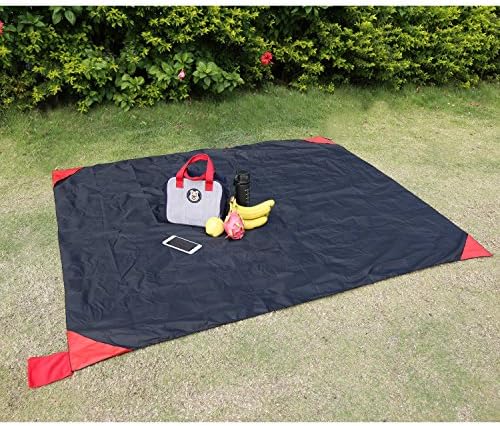 150X180 cm Picnic Blanket, Warmtouch Camping Blanket, Durable, Waterproof Pocket Picnic Blanket, Travel Mat with Portable bag – Red and Black