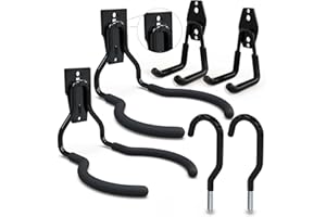 3-H Percha para Herramientas Eléctricas Jardín Acero Ino 6 Piezas, Gancho Pared Garaje 50KG Carga Soporte Pared para Desbrozadoras Tornillo Fuerte Antideslizante para Motosierra,Cortacéspedes,Garaje