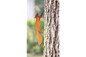 99PANDAS Écureuil en métal, pour sapin de Noël, décoration de jardin, 35 cm, patine de rouille naturelle