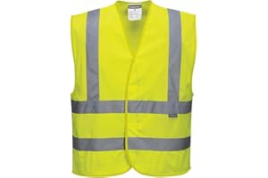 Portwest Chaleco Meshair, Con Bandas Y Tirantes, Tamaño: 4X/5X, Color: Amarillo, C370YER4X/5X