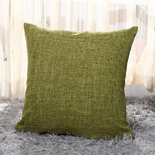 Leisial 1 Stücke Leinen Kissen-Bezug Kissen Cover für Hotel Kissen Sofa Kissen Auto Kissen, 45x45CM,Grün