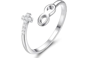 JeweBella Ring Silber 925 Damen Verstellbare Infinity Kreuz Offener Fingerring Damen Frauen Zirkonia Ring Schmuck Geschenke Silber/Gold/Roségold