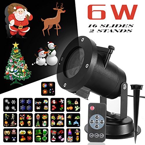 16 Patern Christmas Projector lights, Rotating Projector Spotlight, Waterproof LED Landscape Light Outdoor Garden Wall for Christmas, Holiday，Birthday Party，Wedding