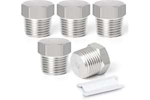 TAISHER 5 Pcs Stainless Steel Outer Hex Thread Socket Pipe Plug Fitting 1/2" BSP Male, for Water Oill Air Gas
