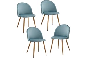 GrandCA HOME Set di 4 Sedie da Pranzo in Velluto, Sedie da Cucina con Cuscino del Sedile in Morbido Velluto, Sedie da Pranzo Laterali Imbottite per Soggiorno, Verde